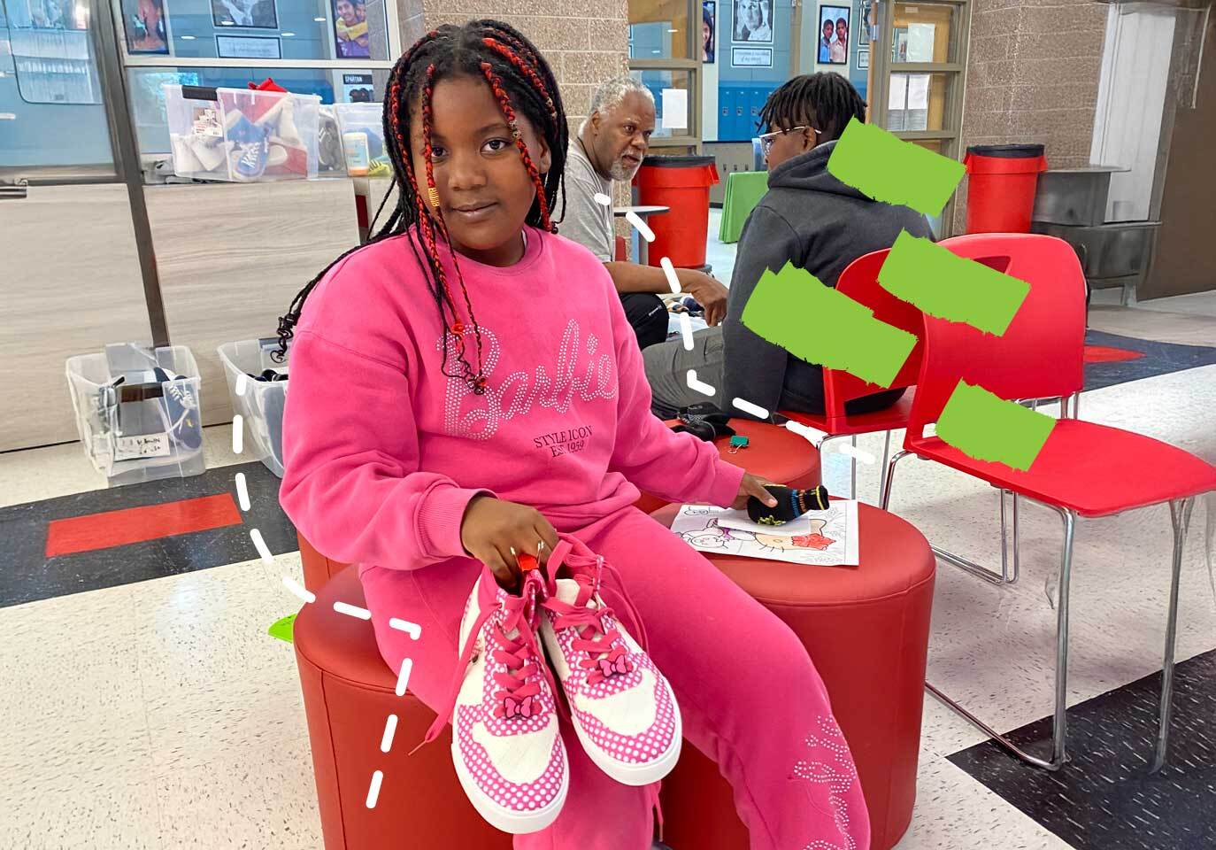 Girl with pink shoes